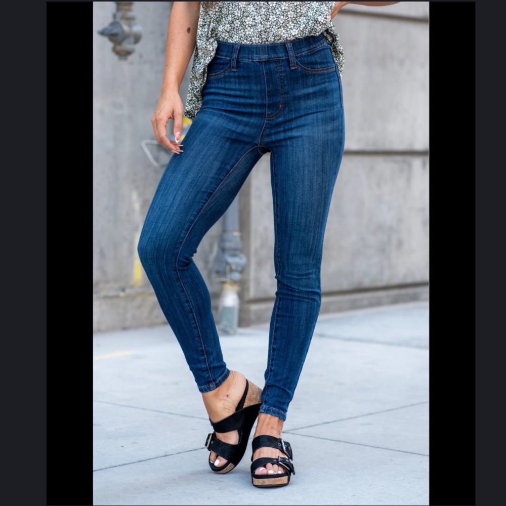 JUDY BLUE High Rise Pull On Dark Blue Jeans 0/24